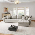 Colțar extensibil dumonde cu ladă de depozitare si sezut confortabil din spuma high-density, Loana XL Arena Bej 20 II 335x185 cm