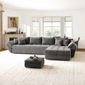 Colțar extensibil dumonde cu ladă de depozitare si sezut confortabil din spuma high-density, Loana XL Arena Gri Grafit II 335x185 cm