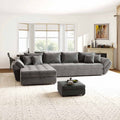 Colțar extensibil dumonde cu ladă de depozitare si sezut confortabil din spuma high-density, Loana XL Arena Gri Grafit 335x185 cm
