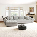 Colțar extensibil dumonde cu ladă de depozitare si sezut confortabil din spuma high-density, Loana XL Arena Gri 335x185 cm