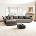 Colțar extensibil dumonde cu ladă de depozitare si sezut confortabil din spuma high-density, Loana XL Arena Taupe 335x185 cm