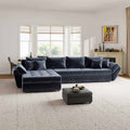 Colțar extensibil dumonde cu ladă de depozitare si sezut confortabil din spuma high-density, Loana XL Cremona Albastru 335x185 cm