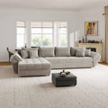 Colțar extensibil dumonde cu ladă de depozitare si sezut confortabil din spuma high-density, Loana XL Cremona Bej 14 335x185 cm