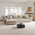 Colțar extensibil dumonde cu ladă de depozitare si sezut confortabil din spuma high-density, Loana XL Jaguar Bej 335x185 cm