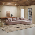 Colțar extensibil dumonde cu ladă de depozitare si sezut confortabil din spuma high-density, Loana XL Monolith Roz Pudrat II 335x185 cm