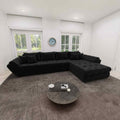 Colțar extensibil dumonde cu ladă de depozitare si sezut confortabil din spuma high-density, Loana XL Monte Negru II 335x185 cm
