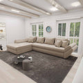 Colțar extensibil dumonde cu ladă de depozitare si sezut confortabil din spuma high-density, Loana XL Quelle Bej 05 335x185 cm