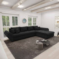 Colțar extensibil dumonde cu ladă de depozitare si sezut confortabil din spuma high-density, Loana XL Quelle Negru II 335x185 cm