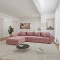 Colțar extensibil dumonde cu ladă de depozitare si sezut confortabil din spuma high-density, Loana XL Tilia Roz Pudrat 335x185 cm