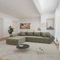 Colțar extensibil dumonde cu ladă de depozitare si sezut confortabil din spuma high-density, Loana XL Tilia Verde Olive 335x185 cm