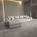 Colțar extensibil dumonde cu ladă de depozitare si sezut confortabil din spuma high-density, Loana XL Enjoy Beige 335x185 cm