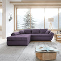 Colțar extensibil dumonde cu ladă de depozitare si sezut confortabil din spuma high-density, Loana Enjoy Lila 270x185 cm