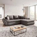 Colțar extensibil dumonde cu ladă de depozitare si sezut confortabil din spuma high-density, Loana Enjoy Kaki 270x185 cm