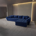 Colțar extensibil dumonde cu ladă de depozitare si sezut confortabil din spuma high-density, Loana XL Royal Albastru II 335x185 cm