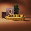 Canapea extensibilă dumonde cu ladă de depozitare si sezut confortabil din spuma high-density, Loana Royal Mustar 300x100 cm