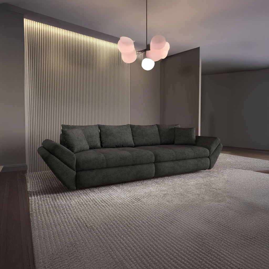 Canapea extensibilă dumonde cu ladă de depozitare si sezut confortabil din spuma high-density, Loana Enjoy Negru 300x100 cm