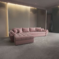 Colțar extensibil dumonde cu ladă de depozitare si sezut confortabil din spuma high-density, Loana XL Royal Roz 335x185 cm