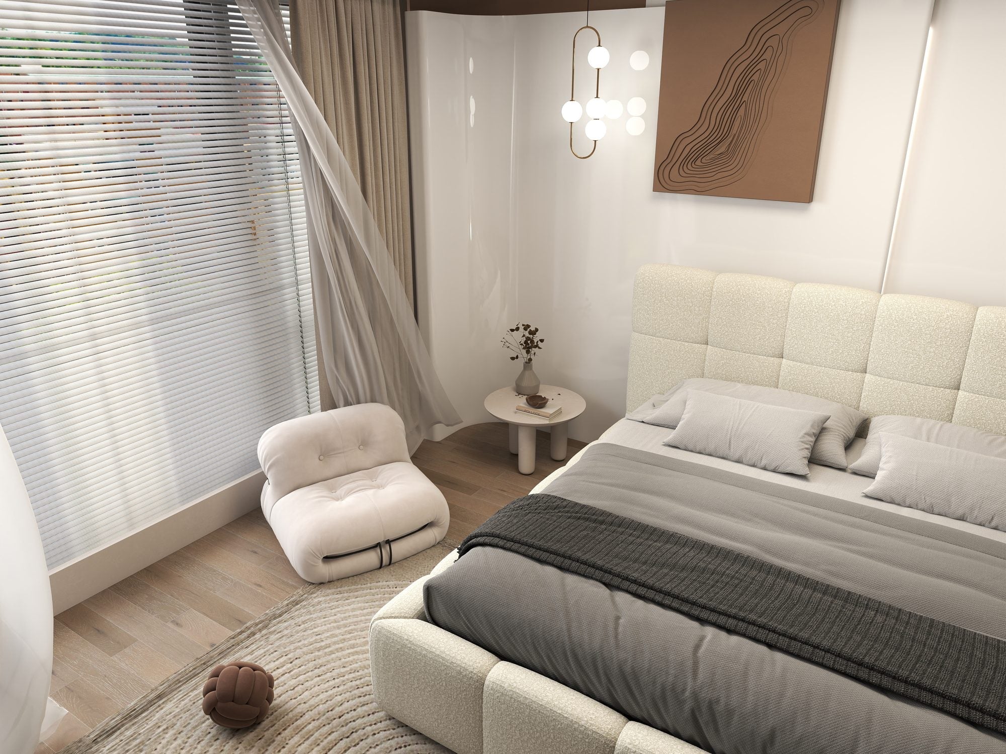 Pat dormitor dumonde, tapitat beige, Lorenzo 160x200 cm, somiera rabatabila inclusa, spatiu depozitare