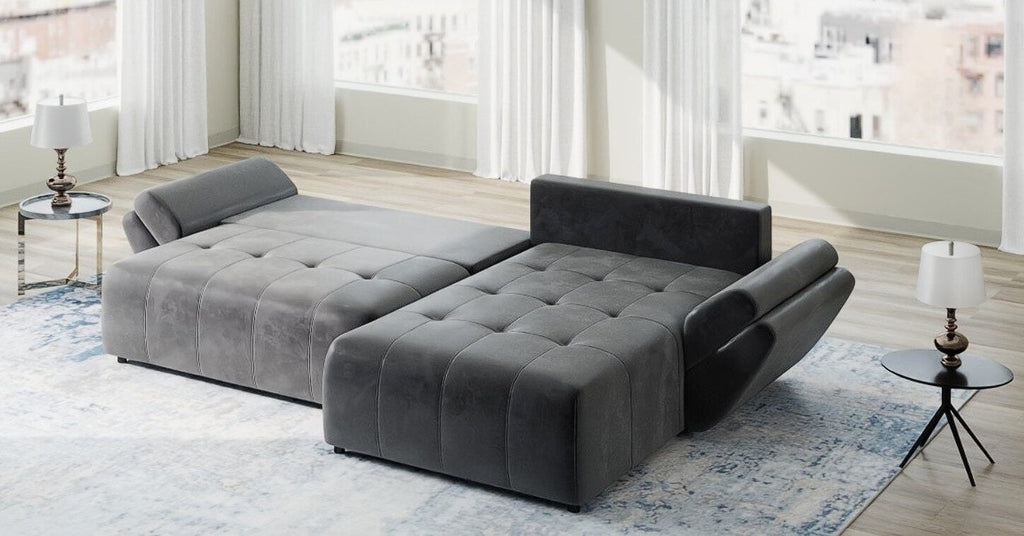 Colțar extensibil dumonde cu ladă de depozitare si sezut confortabil din spuma high-density, Berlin Madagaskar 280x185 cm II
