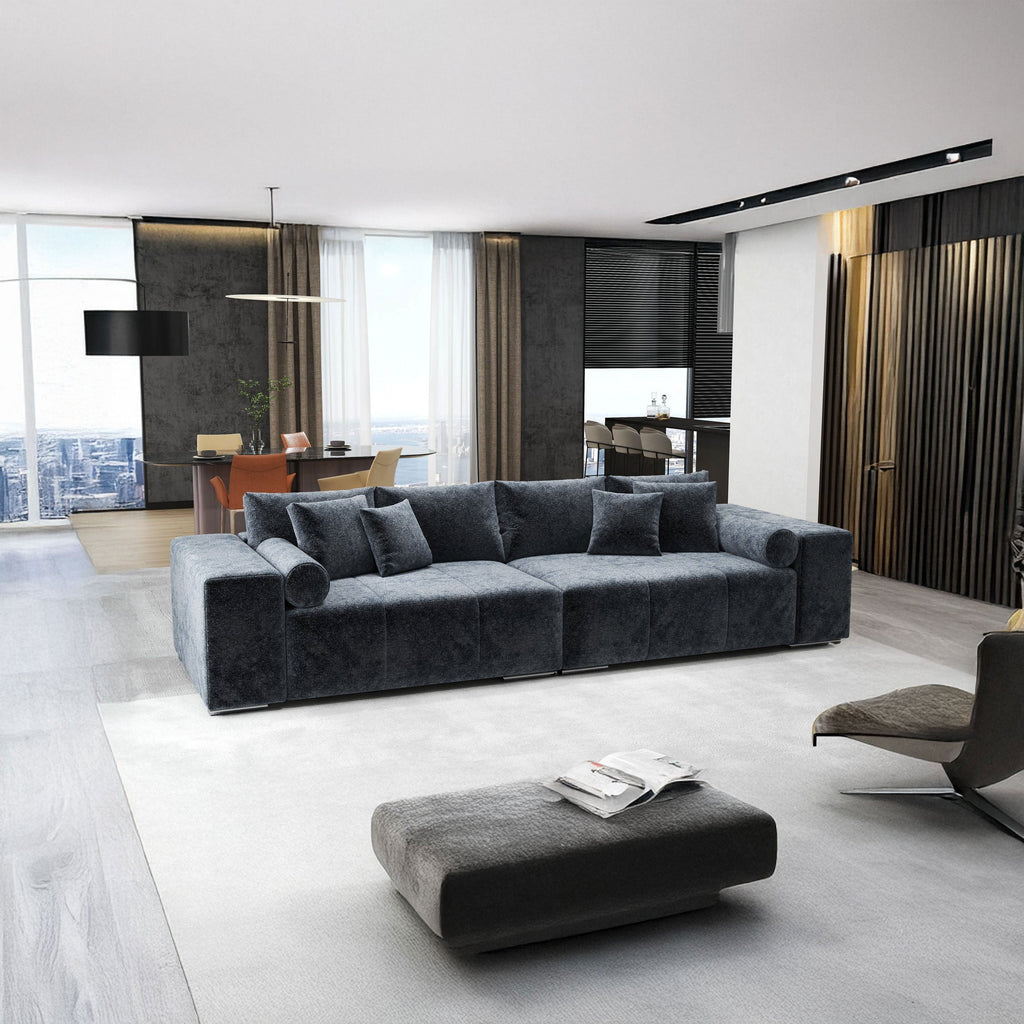 Canapea extensibilă dumonde cu ladă de depozitare si sezut confortabil din spuma high-density, Marbela Euphoria Grafit XXL 295x100 cm