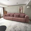 Canapea extensibilă dumonde cu ladă de depozitare si sezut confortabil din spuma high-density, Monaco Tilia Roz Pudrat 300x130 cm