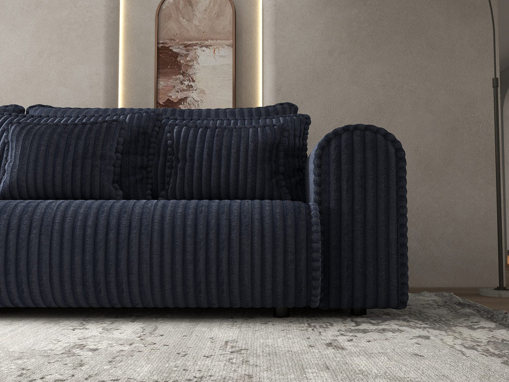 Canapea extensibilă dumonde cu ladă de depozitare si sezut confortabil din spuma high-density, Monaco Tilia Albastru 300x130 cm