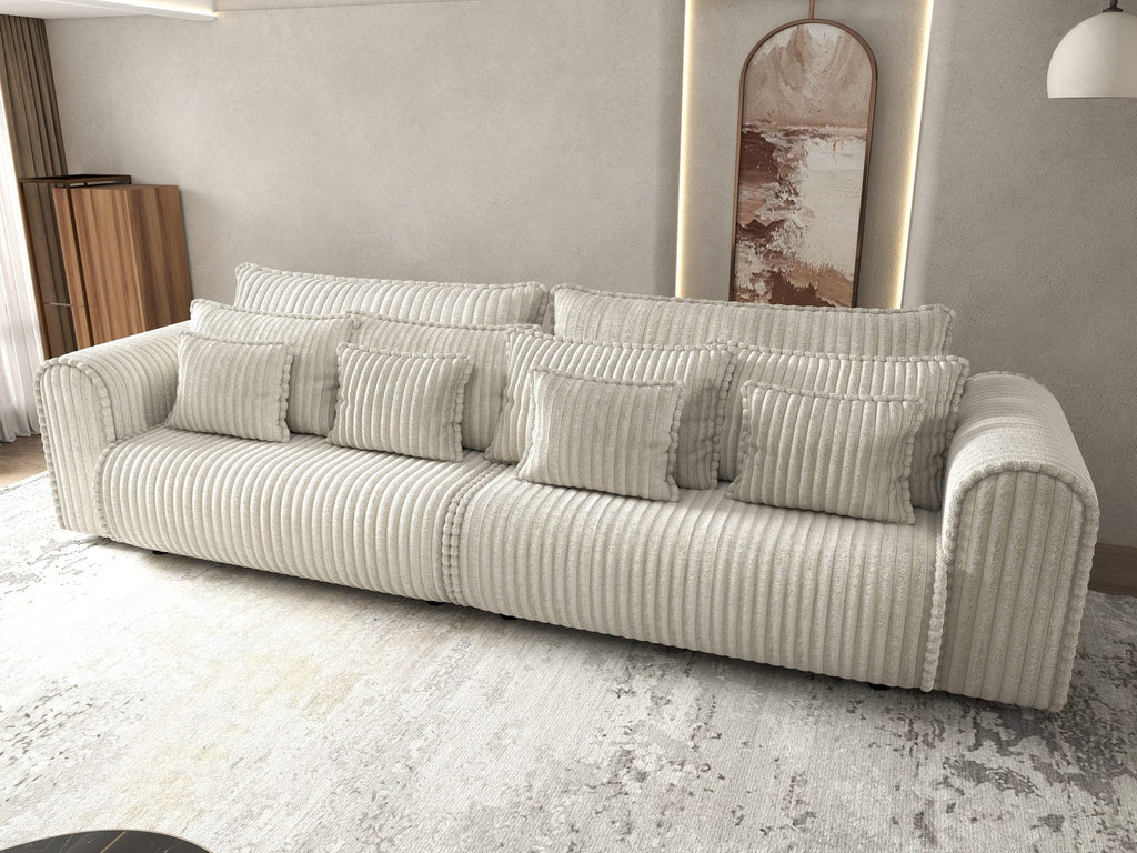Canapea extensibilă dumonde cu ladă de depozitare si sezut confortabil din spuma high-density, Monaco Tilia Bej 01 300x130 cm