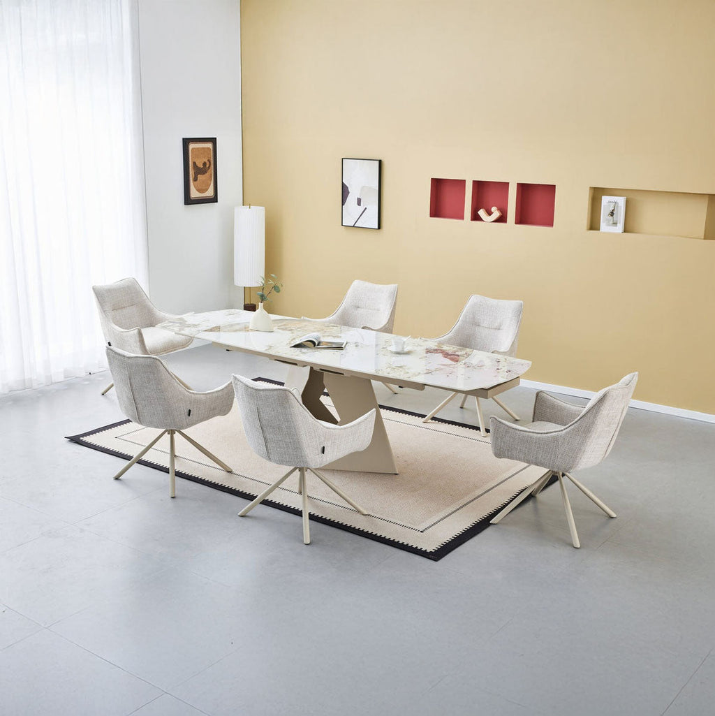 Set masa extensibila dumonde  Brass 180-260x90 cm + 6 scaune Loft 61x64 cm