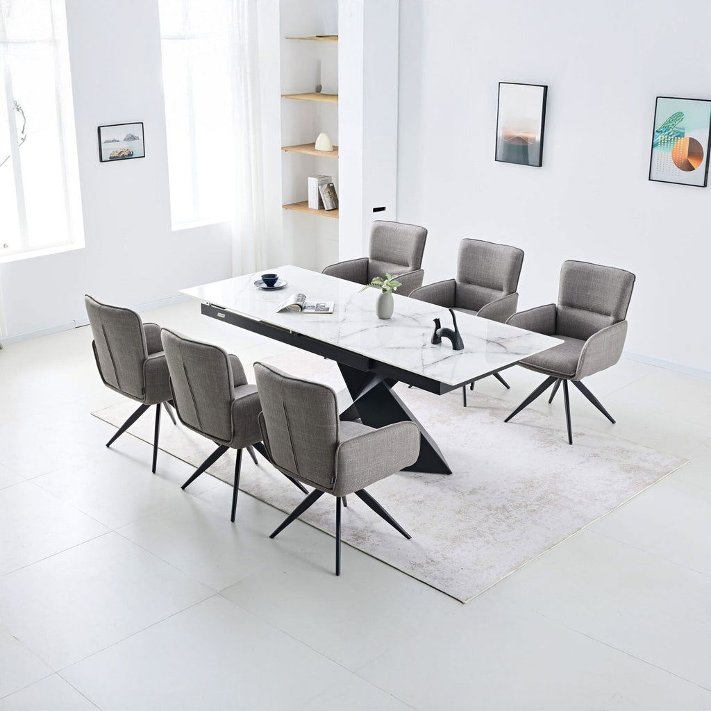 Set masa extensibila dumonde Noema 160-220x90 cm + 6 scaune Flow 59x64 cm