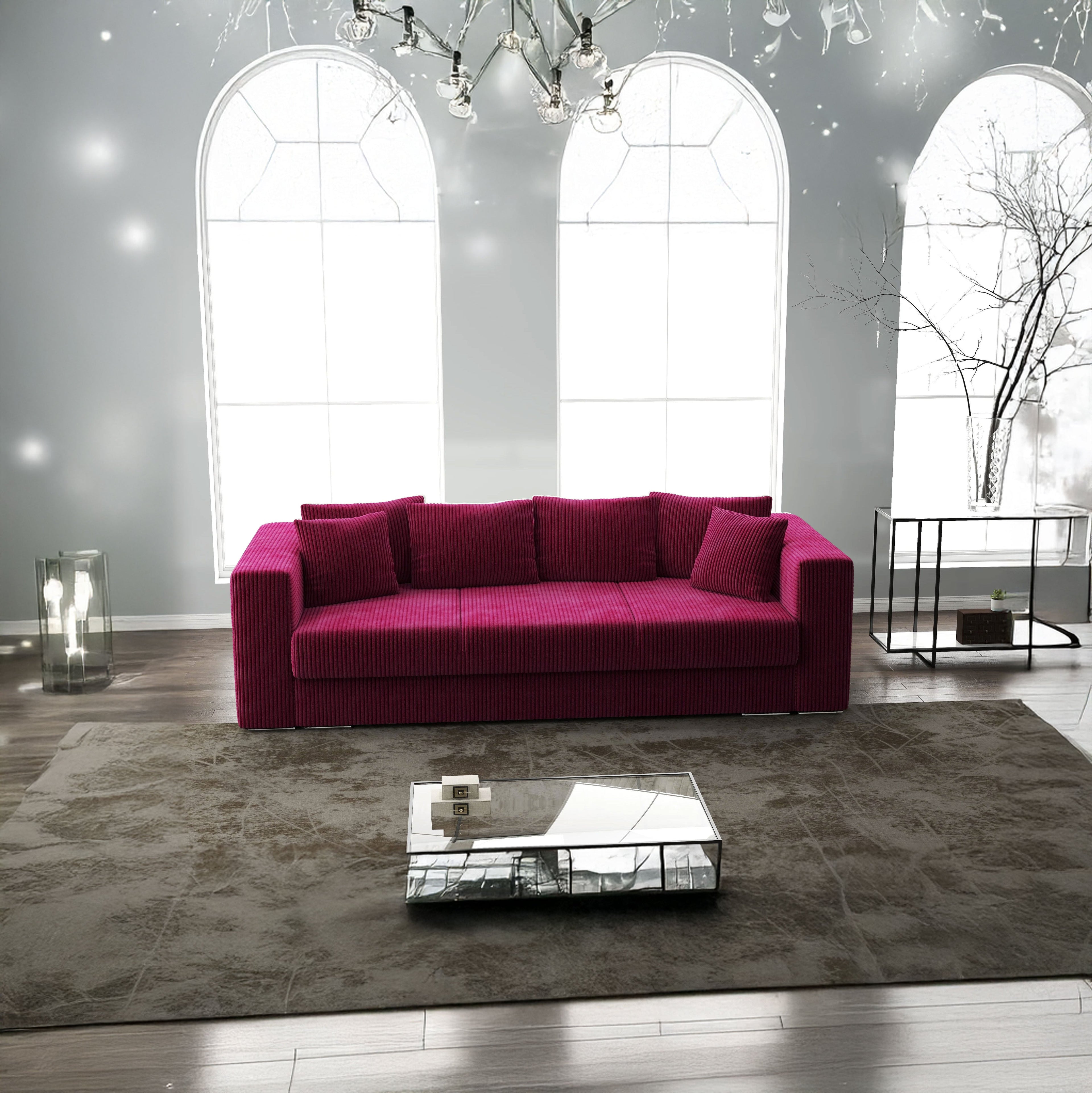 Canapea extensibilă dumonde cu ladă de depozitare si sezut confortabil din spuma high-density, Gloria Zoom Red 240x100 cm