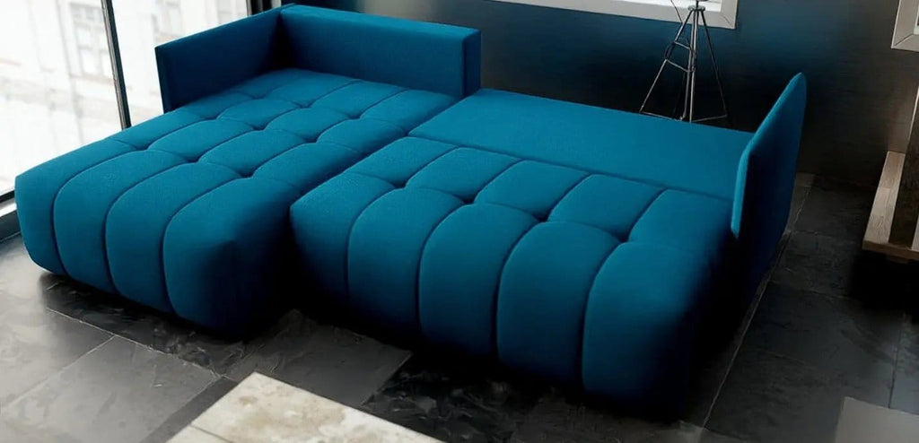 Colțar extensibil dumonde cu ladă de depozitare si sezut confortabil din spuma high-density, Malta Enjoy Petrol 235x185 cm
