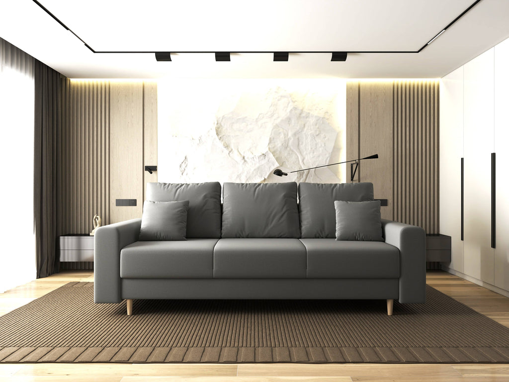 Canapea extensibilă dumonde cu ladă de depozitare si sezut confortabil din spuma high-density, Kronos Royal Gri 210x100 cm