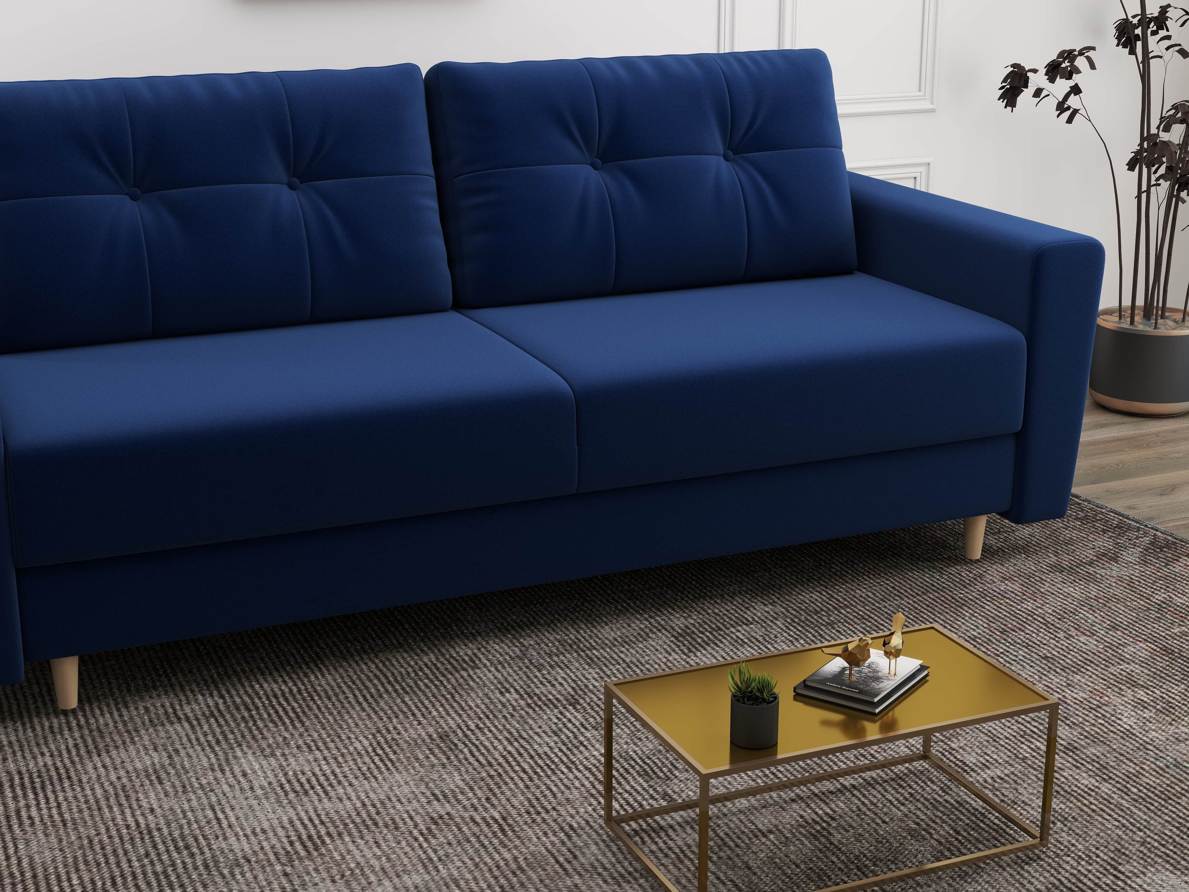 Canapea extensibilă dumonde cu ladă de depozitare si sezut confortabil din spuma high-density, Summer Royal Albastru 225x100 cm