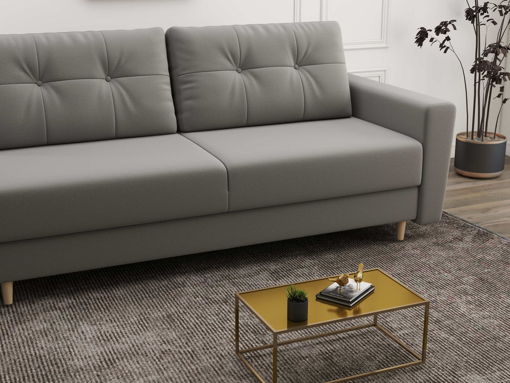 Canapea extensibilă dumonde cu ladă de depozitare si sezut confortabil din spuma high-density, Summer Royal Gri 225x100 cm