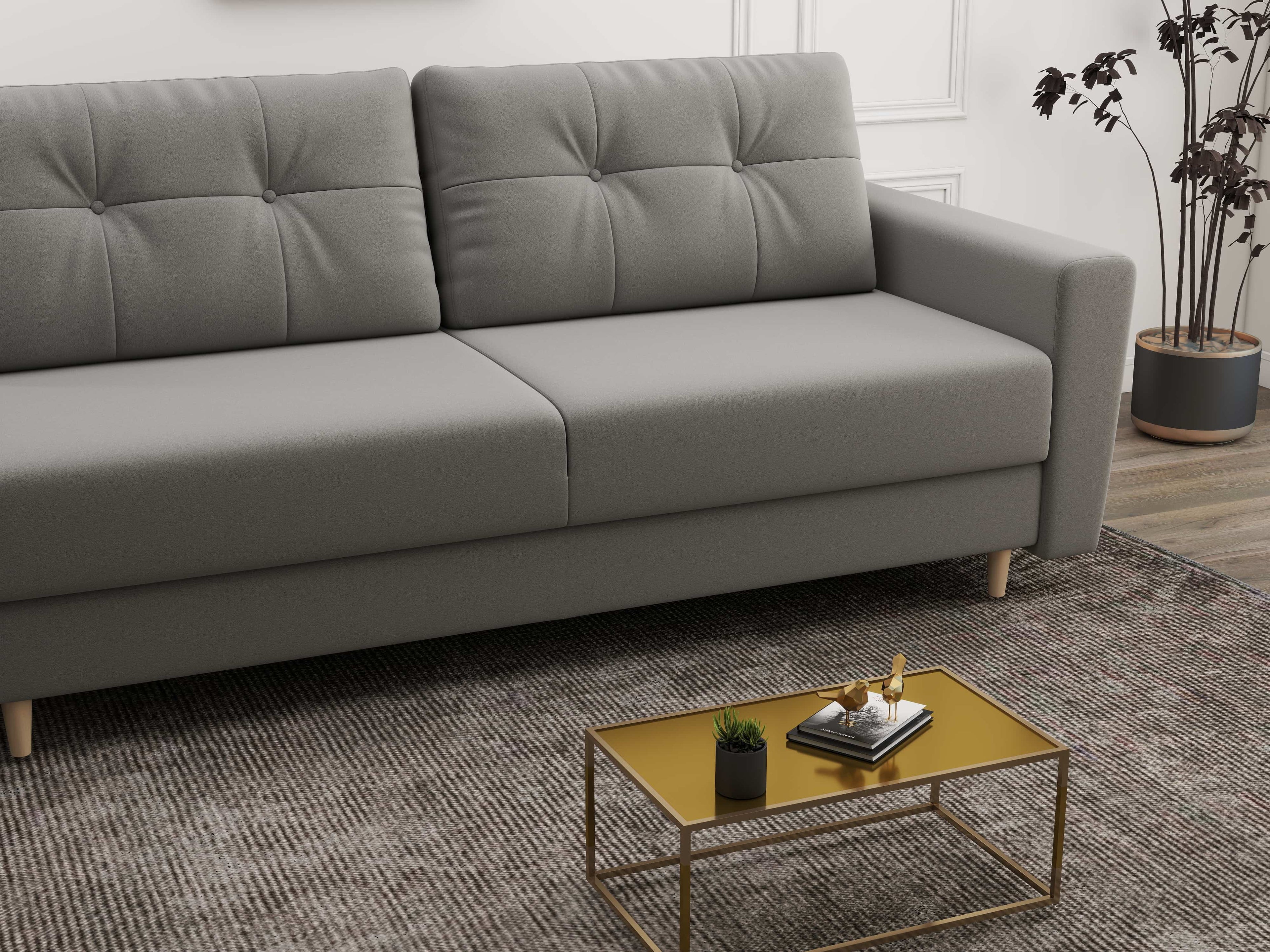 Canapea extensibilă dumonde cu ladă de depozitare si sezut confortabil din spuma high-density, Summer Royal Gri 225x100 cm