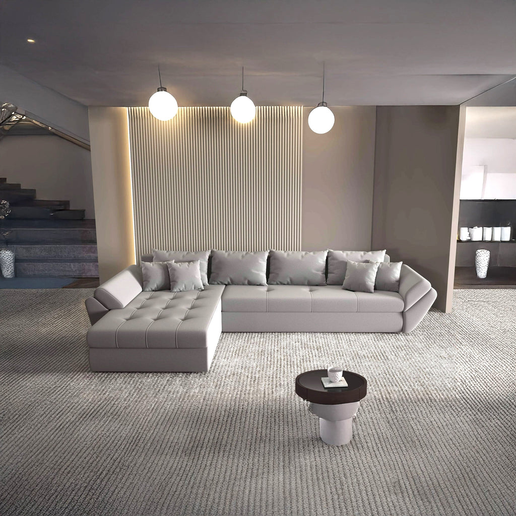 Colțar extensibil dumonde cu ladă de depozitare si sezut confortabil din spuma high-density, Loana XL Royal Antracit 335x185 cm