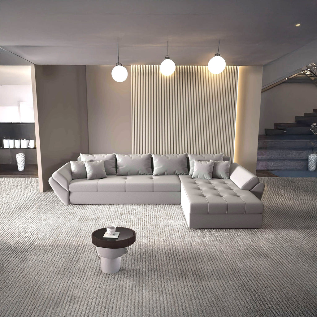 Colțar extensibil dumonde cu ladă de depozitare si sezut confortabil din spuma high-density, Loana XL Royal Antracit II 335x185 cm