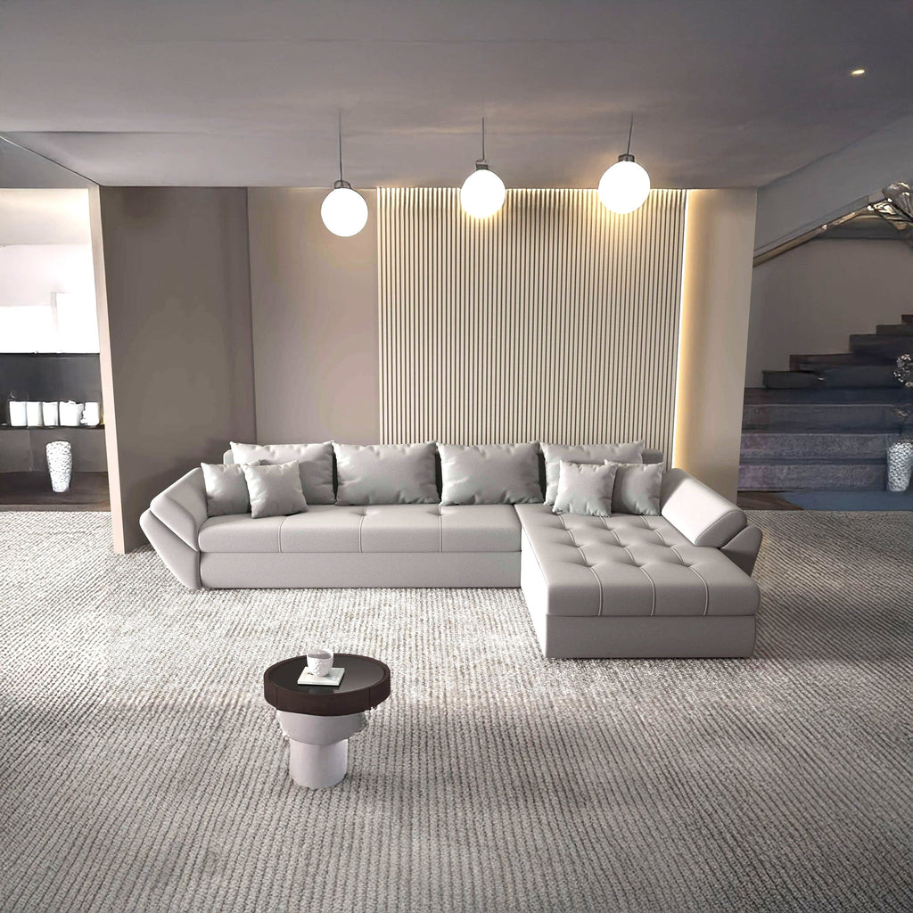 Colțar extensibil dumonde cu ladă de depozitare si sezut confortabil din spuma high-density, Loana XL Royal Antracit II 335x185 cm