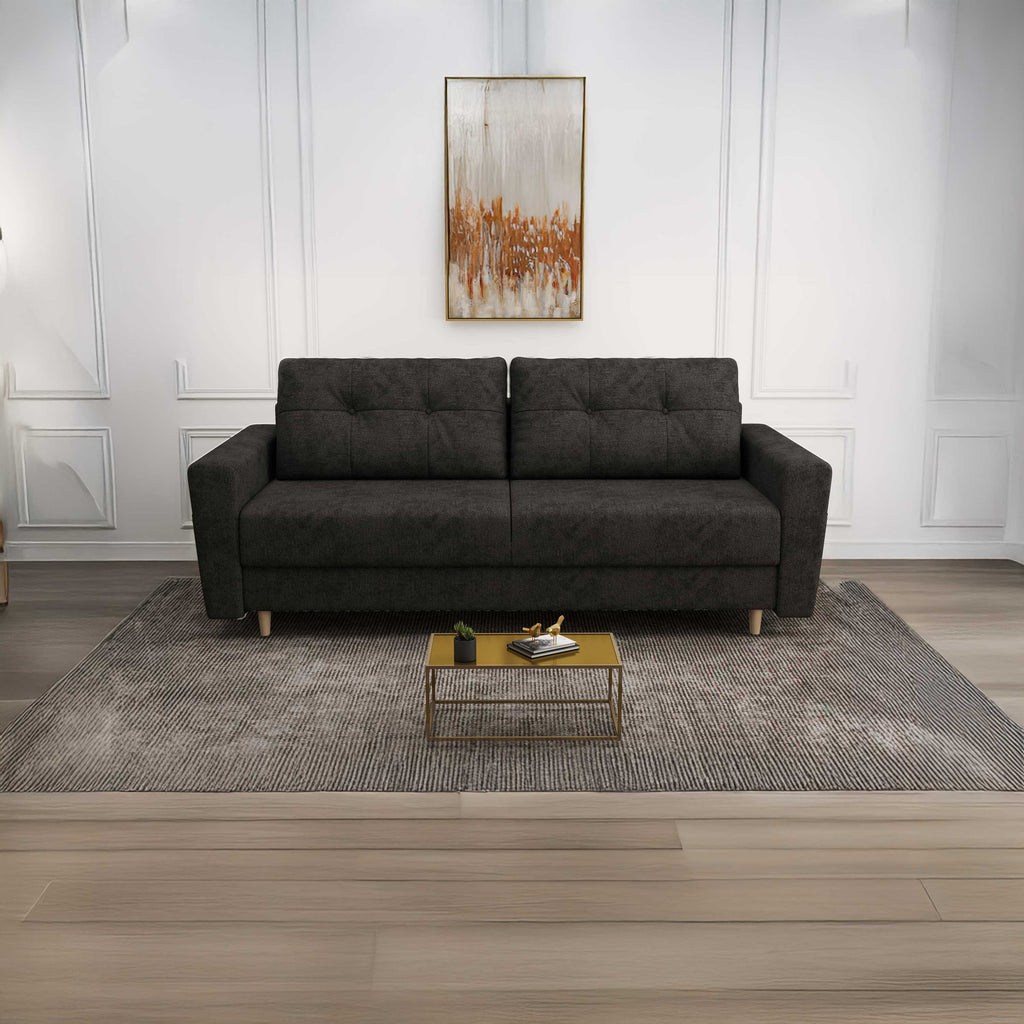 Canapea extensibilă dumonde cu ladă de depozitare si sezut confortabil din spuma high-density, Summer Enjoy Negru 225x100 cm