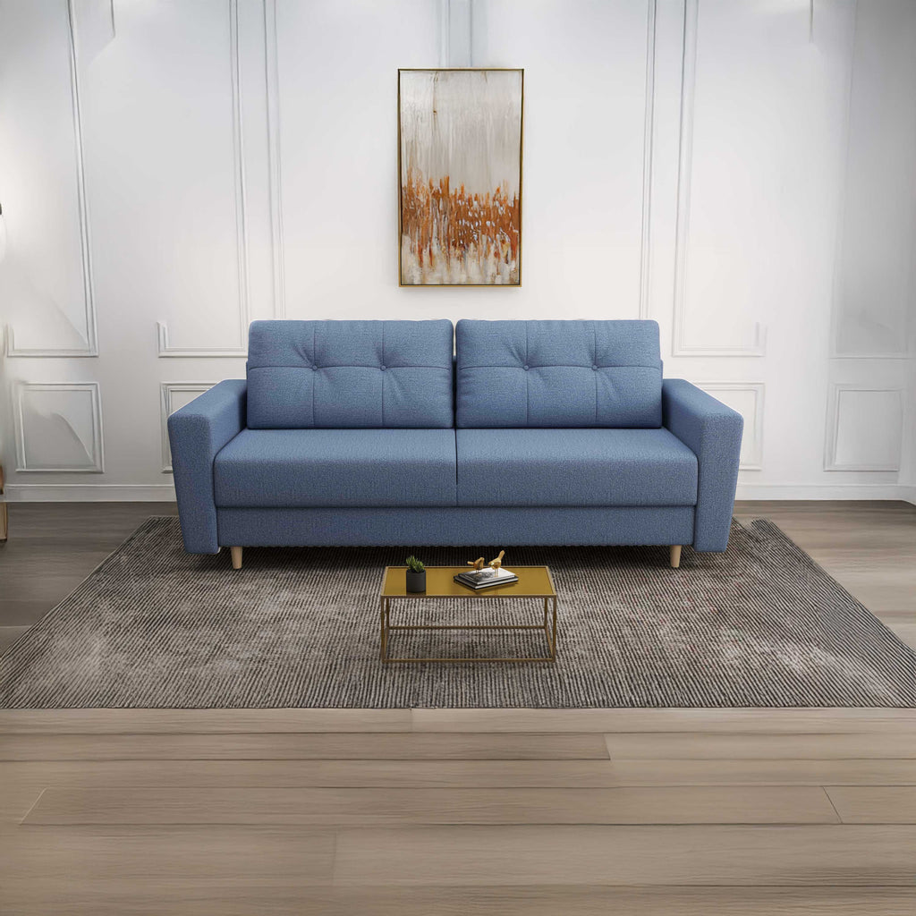 Canapea extensibilă dumonde cu ladă de depozitare si sezut confortabil din spuma high-density, Summer Enjoy Albastru 225x100 cm