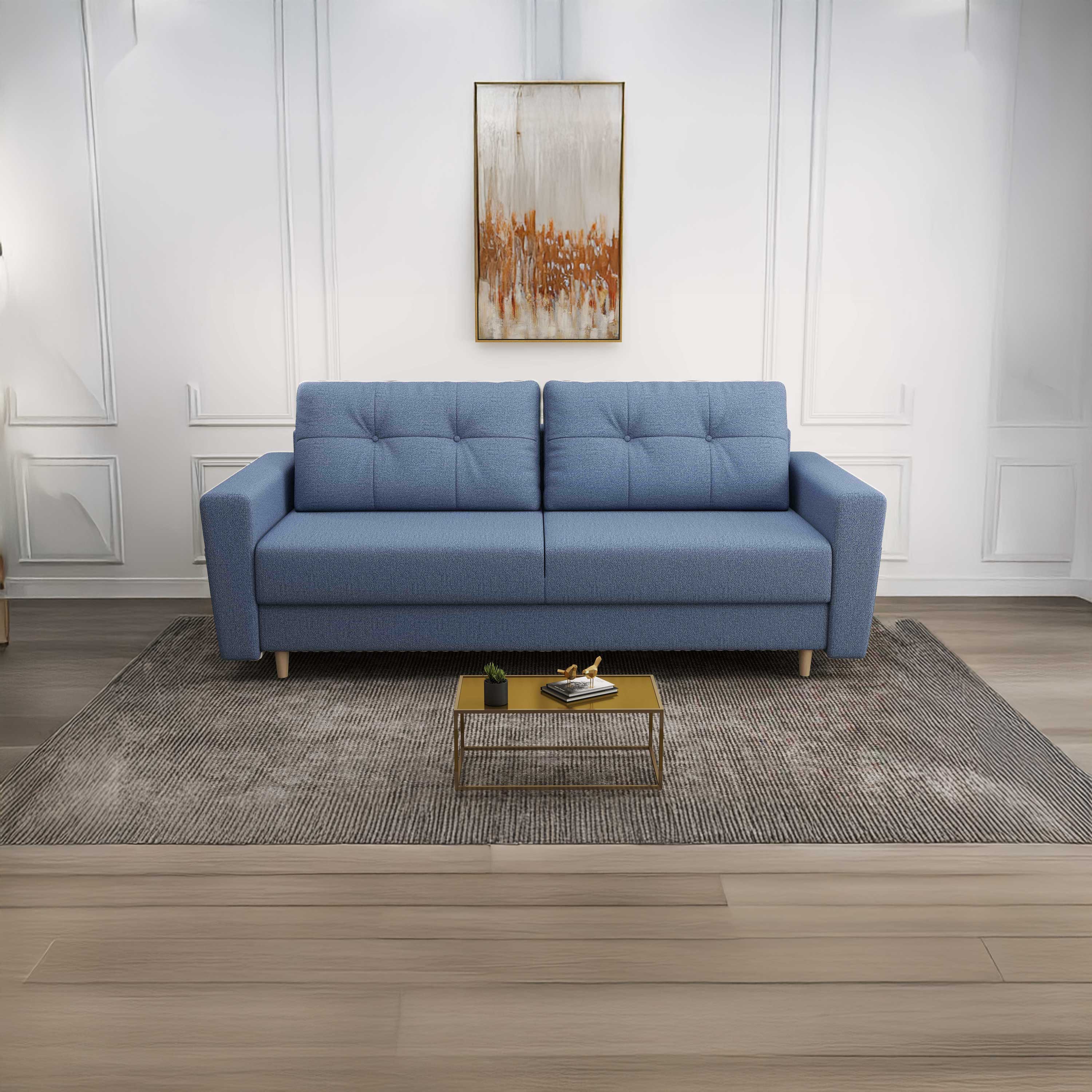 Canapea extensibilă dumonde cu ladă de depozitare si sezut confortabil din spuma high-density, Summer Enjoy Albastru 225x100 cm