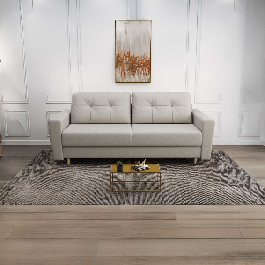 Canapea extensibilă dumonde cu ladă de depozitare si sezut confortabil din spuma high-density, Summer Enjoy Bej 225x100 cm