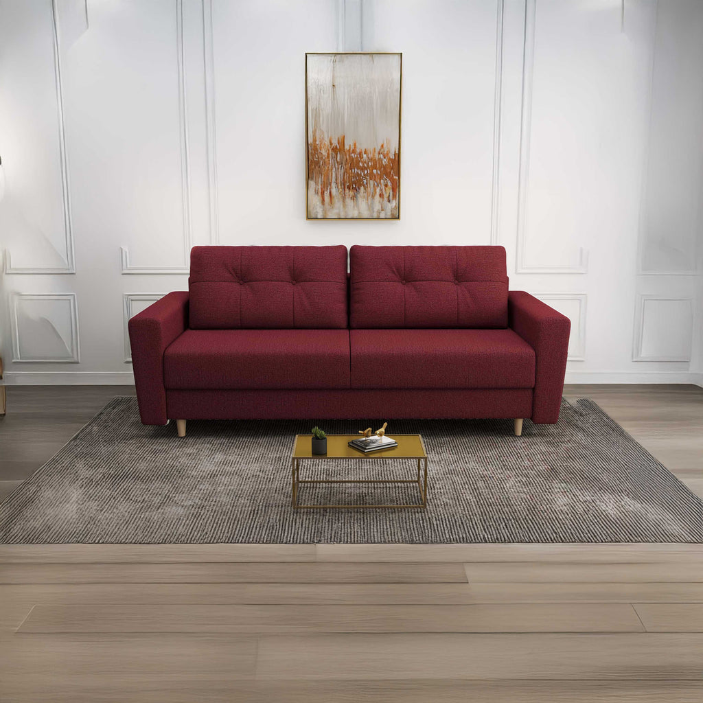 Canapea extensibilă dumonde cu ladă de depozitare si sezut confortabil din spuma high-density, Summer Enjoy Rosu 225x100 cm