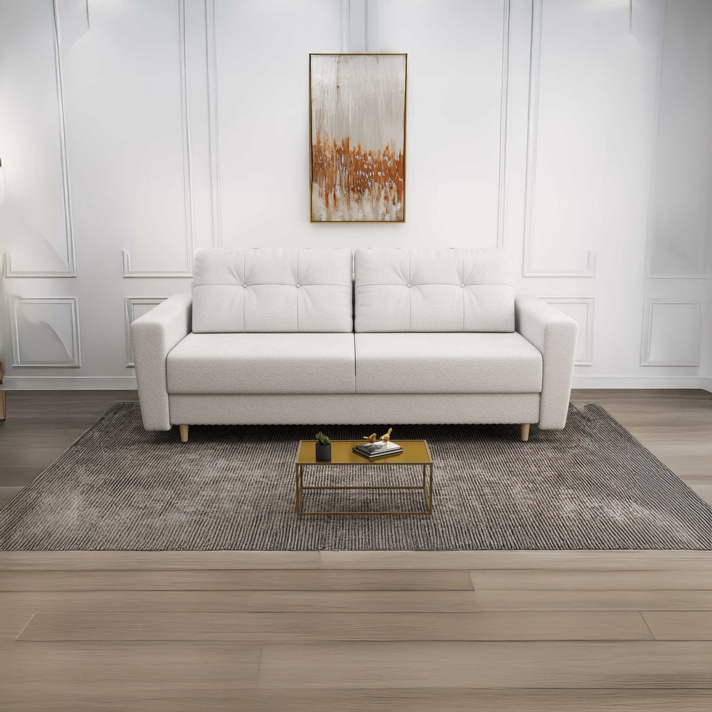 Canapea extensibilă dumonde cu ladă de depozitare si sezut confortabil din spuma high-density, Summer Euphoria Ivory 225x100 cm