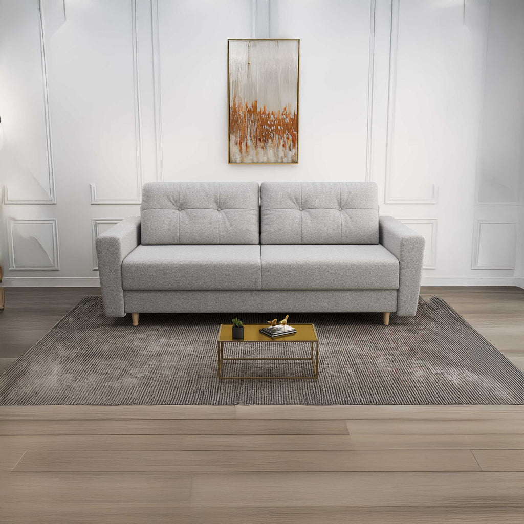 Canapea extensibilă dumonde cu ladă de depozitare si sezut confortabil din spuma high-density, Summer Euphoria Dove 225x100 cm