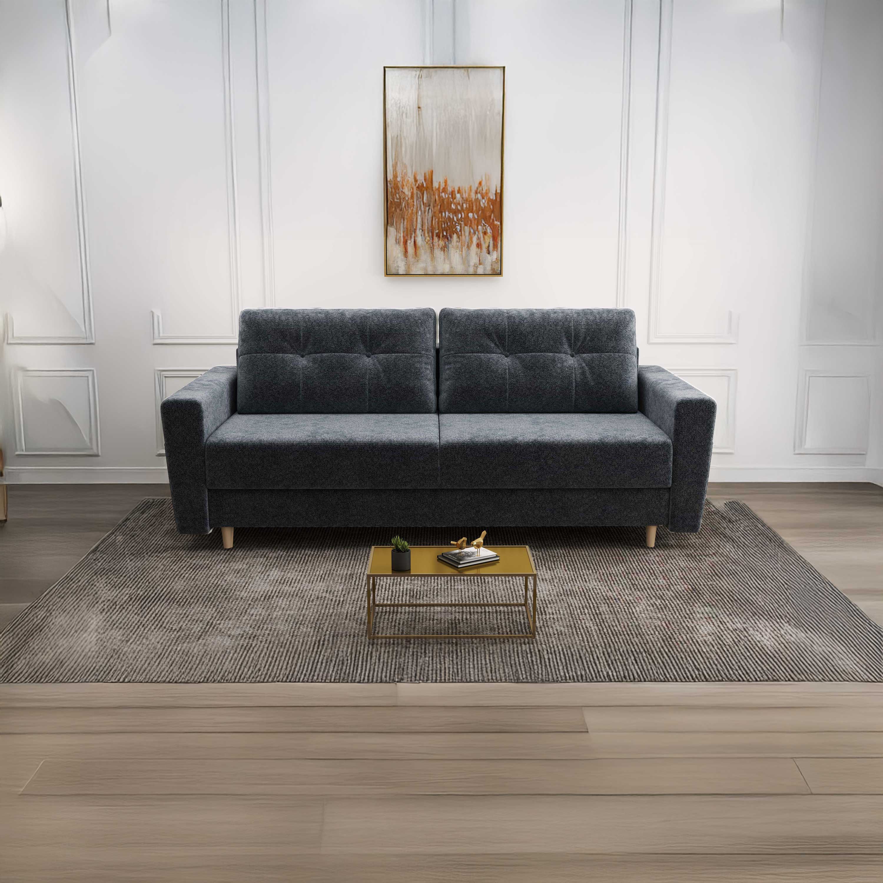 Canapea extensibilă dumonde cu ladă de depozitare si sezut confortabil din spuma high-density, Summer Euphoria Grafit 225x100 cm