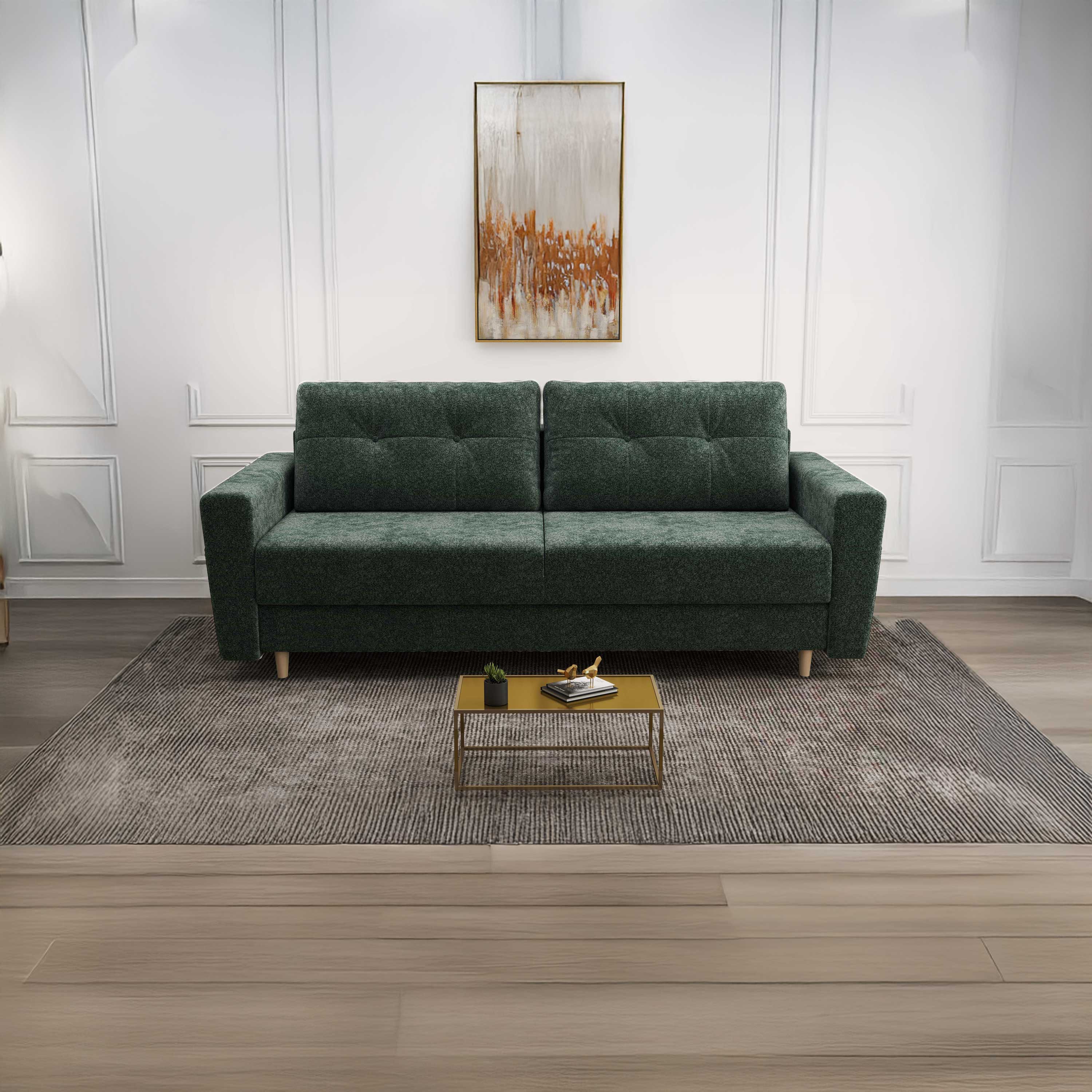 Canapea extensibilă dumonde cu ladă de depozitare si sezut confortabil din spuma high-density, Summer Euphoria Verde 225x100 cm