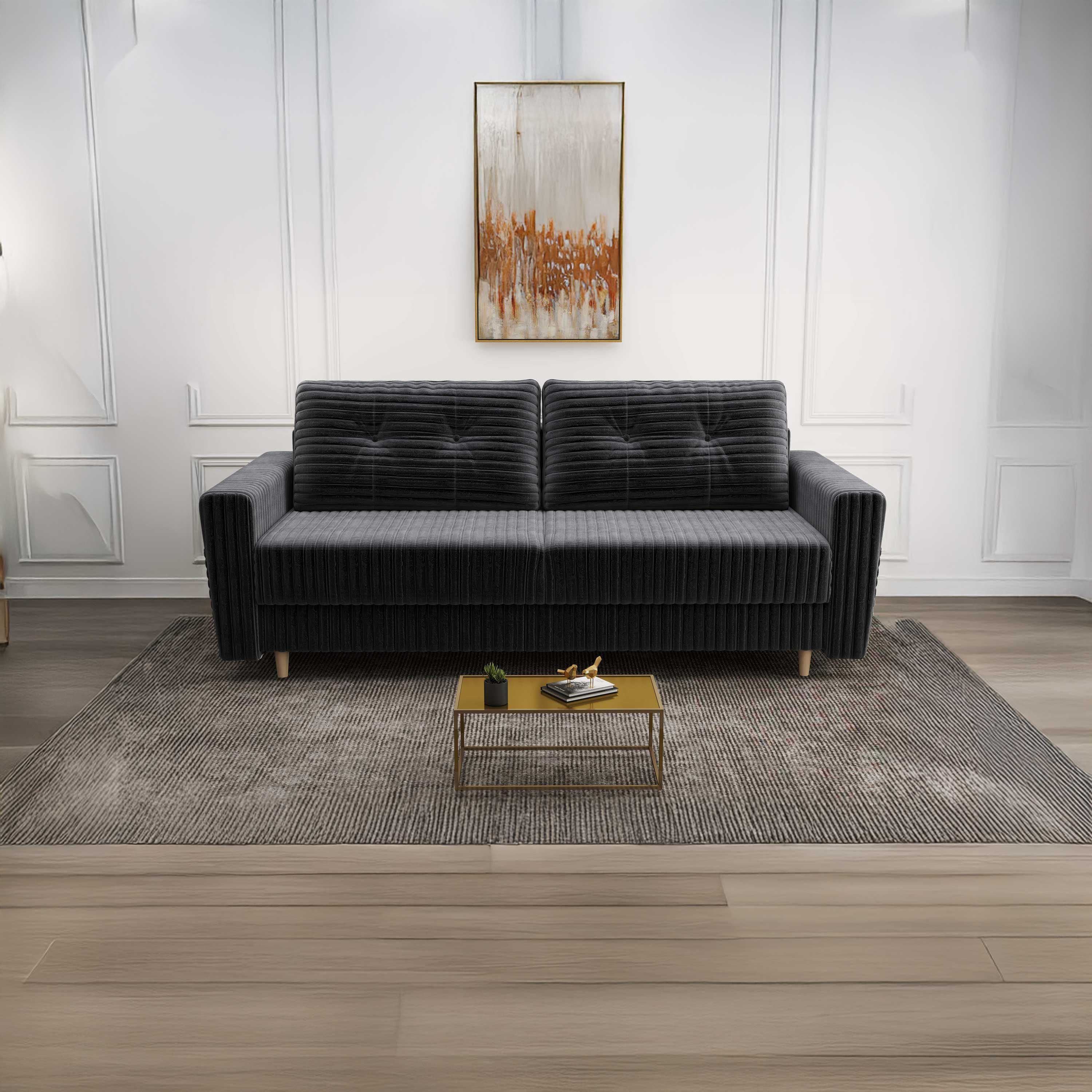 Canapea extensibilă dumonde cu ladă de depozitare si sezut confortabil din spuma high-density, Summer Ambience Gri 225x100 cm