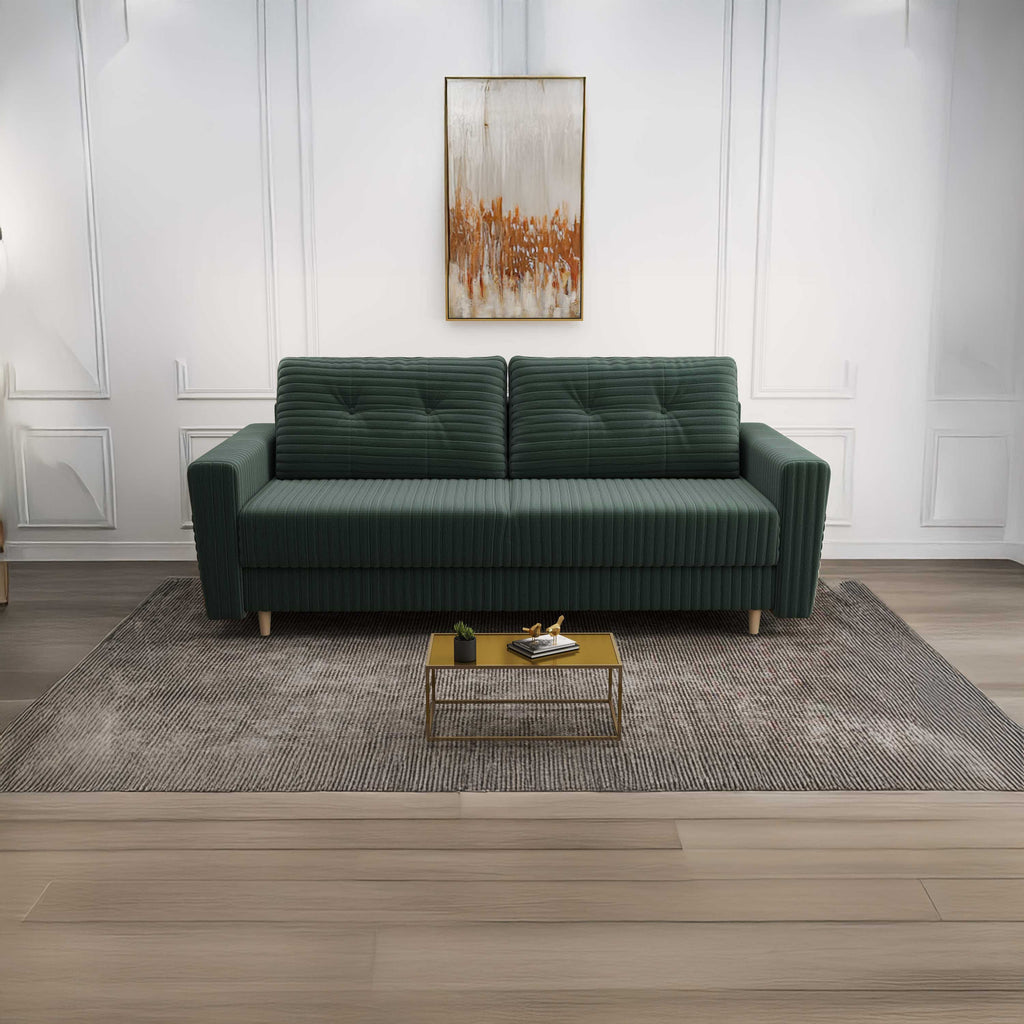 Canapea extensibilă dumonde cu ladă de depozitare si sezut confortabil din spuma high-density, Summer Ambience Verde 225x100 cm