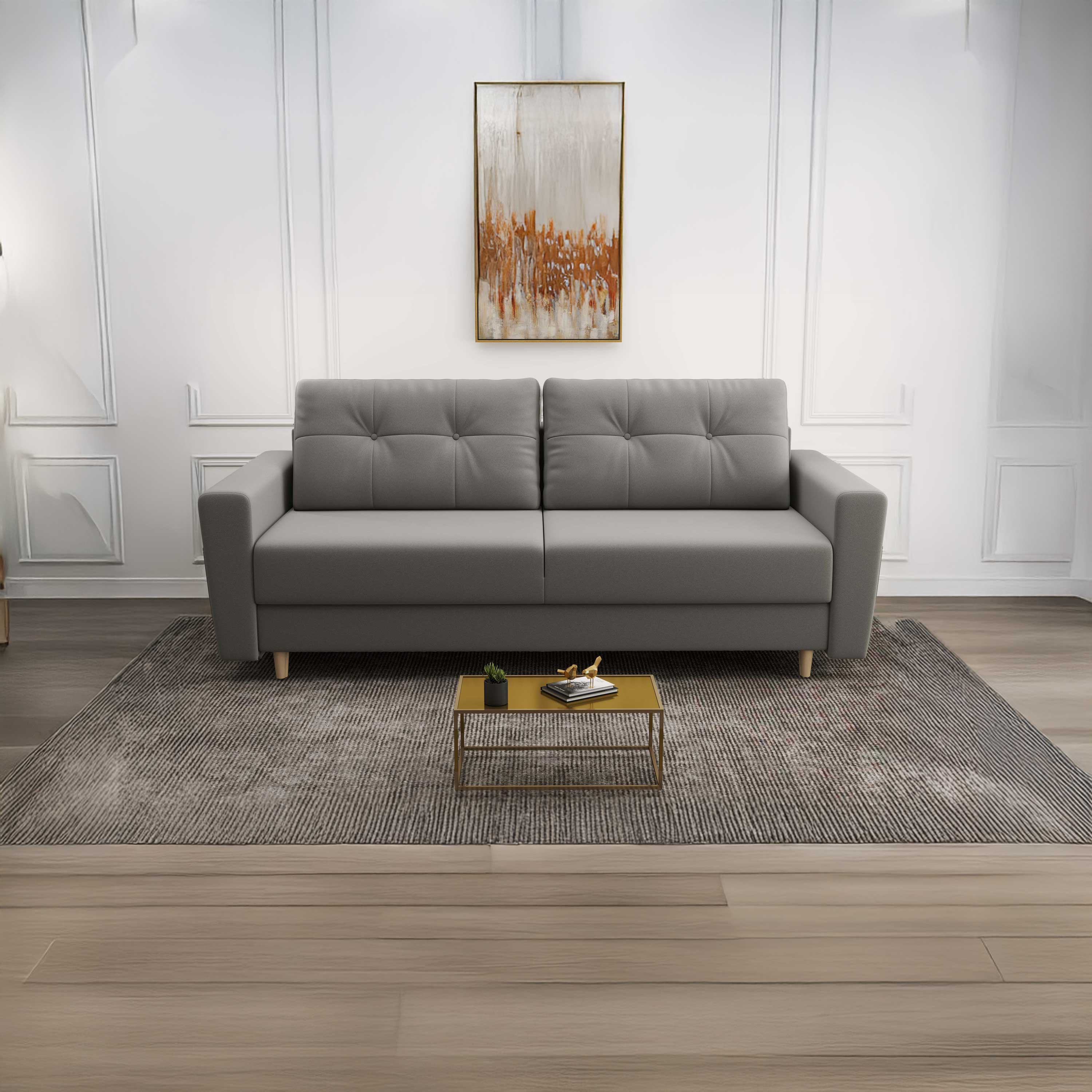 Canapea extensibilă dumonde cu ladă de depozitare si sezut confortabil din spuma high-density, Summer Royal Gri 225x100 cm